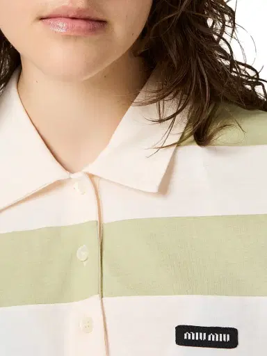 Miu Miu Women's Striped Jersey Polo Shirt - Size Large | Thumbnail 4 Miu Miu Women's Striped Jersey Polo Shirt - Size Large | Thumbnail 4