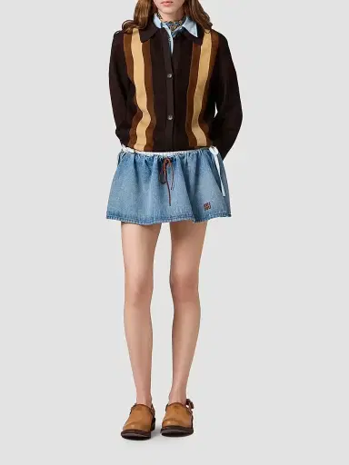 Miu Miu Women's Washed Denim Mini-Skirt - Blue | Thumbnail 2 Miu Miu Women's Washed Denim Mini-Skirt - Blue | Thumbnail 2