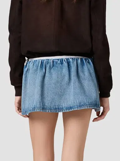 Miu Miu Women's Washed Denim Mini-Skirt - Blue | Thumbnail 5 Miu Miu Women's Washed Denim Mini-Skirt - Blue | Thumbnail 5