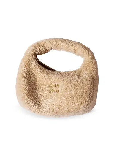 Miu Miu Women's Wander Shearling Top Handle Bag - Beige Khaki | Thumbnail 4 Miu Miu Women's Wander Shearling Top Handle Bag - Beige Khaki | Thumbnail 4