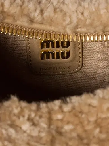Miu Miu Women's Wander Shearling Top Handle Bag - Beige Khaki | Thumbnail 5 Miu Miu Women's Wander Shearling Top Handle Bag - Beige Khaki | Thumbnail 5