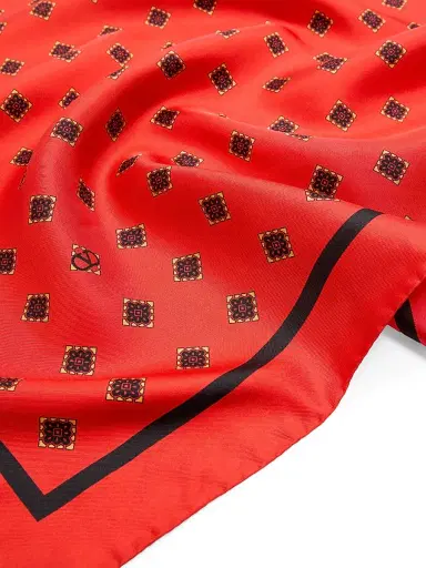 Valentino Garavani Men's Opticool Silk Scarf - Red Black | Thumbnail 3 Valentino Garavani Men's Opticool Silk Scarf - Red Black | Thumbnail 3