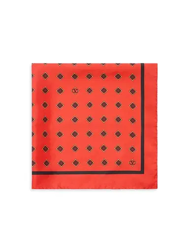 Valentino Garavani Men's Opticool Silk Scarf - Red Black | Thumbnail 1 Valentino Garavani Men's Opticool Silk Scarf - Red Black | Thumbnail 1