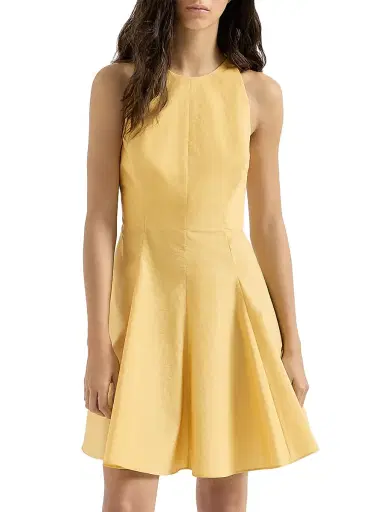 Brunello Cucinelli Women's Techno Cotton Poplin Mini Dress - Yellow | Thumbnail 2 Brunello Cucinelli Women's Techno Cotton Poplin Mini Dress - Yellow | Thumbnail 2
