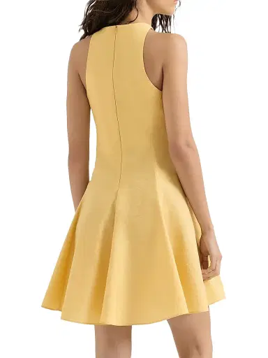 Brunello Cucinelli Women's Techno Cotton Poplin Mini Dress - Yellow | Thumbnail 3 Brunello Cucinelli Women's Techno Cotton Poplin Mini Dress - Yellow | Thumbnail 3