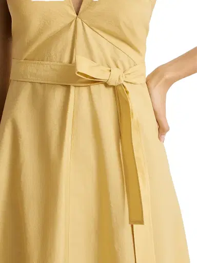 Brunello Cucinelli Women's Techno Cotton Poplin Belted Dress - Yellow | Thumbnail 6 Brunello Cucinelli Women's Techno Cotton Poplin Belted Dress - Yellow | Thumbnail 6