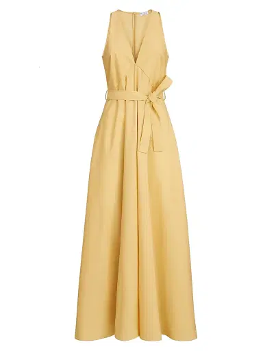 Brunello Cucinelli Women's Techno Cotton Poplin Belted Dress - Yellow | Thumbnail 1 Brunello Cucinelli Women's Techno Cotton Poplin Belted Dress - Yellow | Thumbnail 1