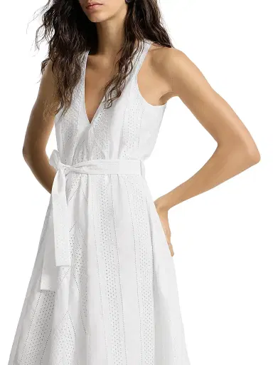 Brunello Cucinelli Women's Techno Cotton Poplin Broderie Anglaise Dress | Thumbnail 4 Brunello Cucinelli Women's Techno Cotton Poplin Broderie Anglaise Dress | Thumbnail 4