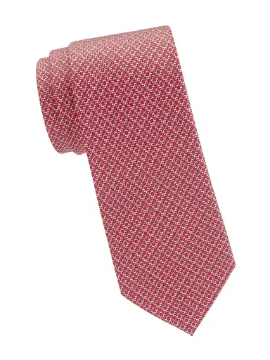Ferragamo Men's Tonal Gancini Silk Tie - Red | Thumbnail 1 Ferragamo Men's Tonal Gancini Silk Tie - Red | Thumbnail 1