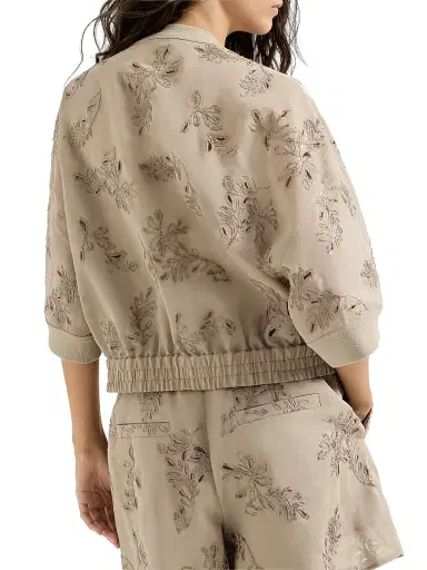 Brunello Cucinelli Women's Cotton Organza Outerwear Jacket with Dazzling Broderie Anglaise | Thumbnail 3 Brunello Cucinelli Women's Cotton Organza Outerwear Jacket with Dazzling Broderie Anglaise | Thumbnail 3
