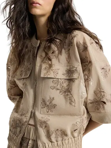 Brunello Cucinelli Women's Cotton Organza Outerwear Jacket with Dazzling Broderie Anglaise | Thumbnail 4 Brunello Cucinelli Women's Cotton Organza Outerwear Jacket with Dazzling Broderie Anglaise | Thumbnail 4