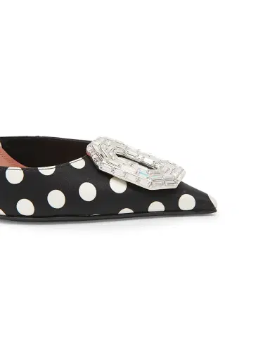 Amina Muaddi Women's Camelia 90MM Polka Dot Satin Slingback Pumps - Black Polka Dot Satin | Thumbnail 5 Amina Muaddi Women's Camelia 90MM Polka Dot Satin Slingback Pumps - Black Polka Dot Satin | Thumbnail 5