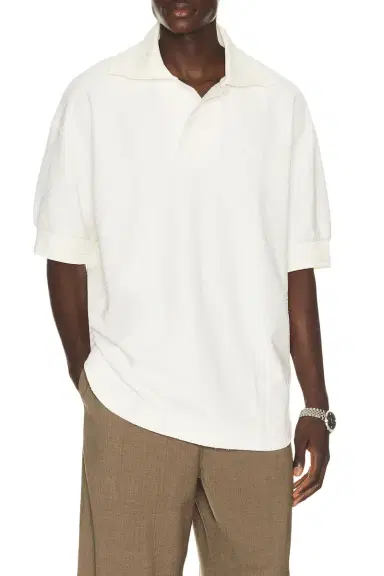 Lacoste Runway Loose Fit Boucle Knit Polo Shirt | Thumbnail 1 Lacoste Runway Loose Fit Boucle Knit Polo Shirt | Thumbnail 1