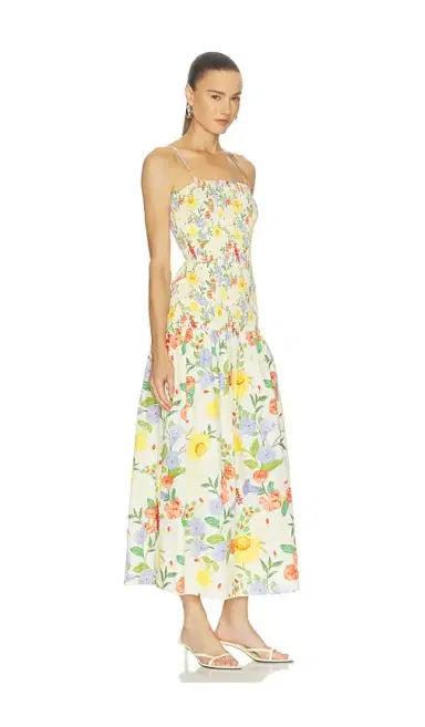 VERANDAH Smocked Cotton Satin Maxi Dress | Thumbnail 2 VERANDAH Smocked Cotton Satin Maxi Dress | Thumbnail 2