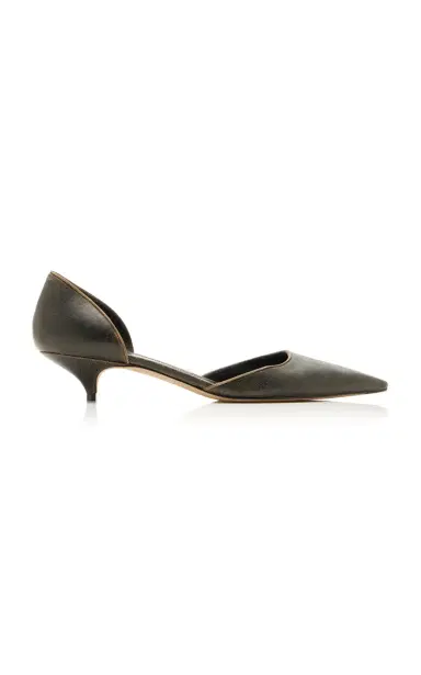 The Row Liisa Kitten Leather d'Orsay Pumps | Thumbnail 1 The Row Liisa Kitten Leather d'Orsay Pumps | Thumbnail 1