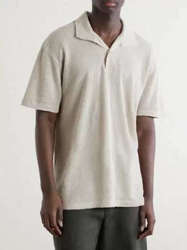 Sunspel Linen-Piqué Polo Shirt - Men | Thumbnail 3 Sunspel Linen-Piqué Polo Shirt - Men | Thumbnail 3