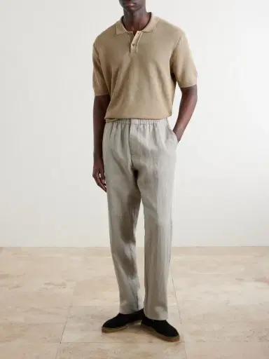 Sunspel Honeycomb-Knit Linen and Silk-Blend Polo Shirt - Men | Thumbnail 2 Sunspel Honeycomb-Knit Linen and Silk-Blend Polo Shirt - Men | Thumbnail 2