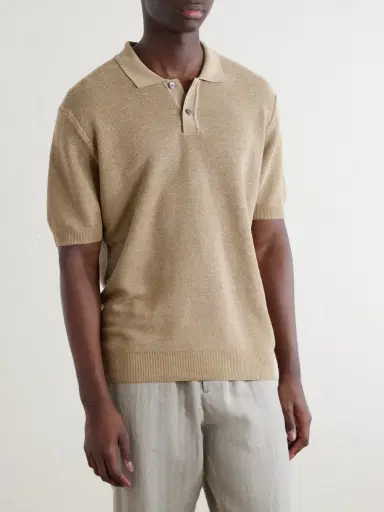 Sunspel Honeycomb-Knit Linen and Silk-Blend Polo Shirt - Men | Thumbnail 3 Sunspel Honeycomb-Knit Linen and Silk-Blend Polo Shirt - Men | Thumbnail 3