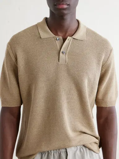 Sunspel Honeycomb-Knit Linen and Silk-Blend Polo Shirt - Men | Thumbnail 5 Sunspel Honeycomb-Knit Linen and Silk-Blend Polo Shirt - Men | Thumbnail 5
