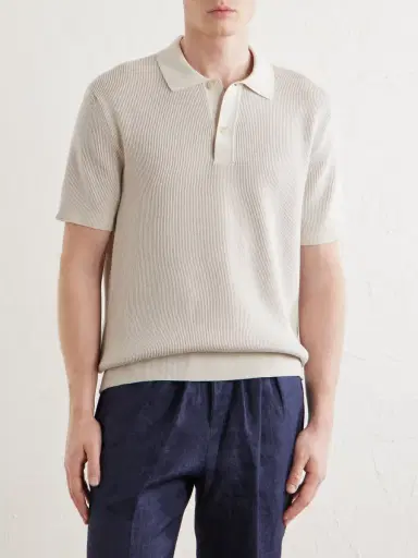 Sunspel Ribbed Cotton Polo-Shirt - Men | Thumbnail 3 Sunspel Ribbed Cotton Polo-Shirt - Men | Thumbnail 3