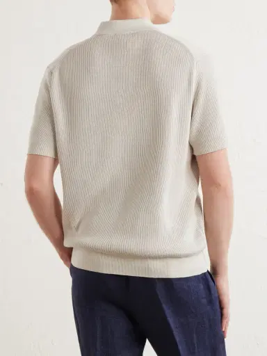 Sunspel Ribbed Cotton Polo-Shirt - Men | Thumbnail 4 Sunspel Ribbed Cotton Polo-Shirt - Men | Thumbnail 4