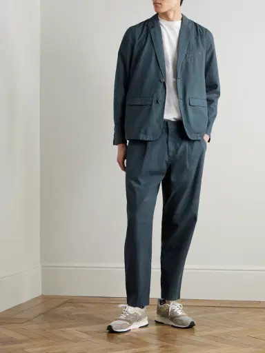 Folk Assembly Straight-Leg Pleated Striped Cotton Suit Trousers - Men | Thumbnail 2 Folk Assembly Straight-Leg Pleated Striped Cotton Suit Trousers - Men | Thumbnail 2
