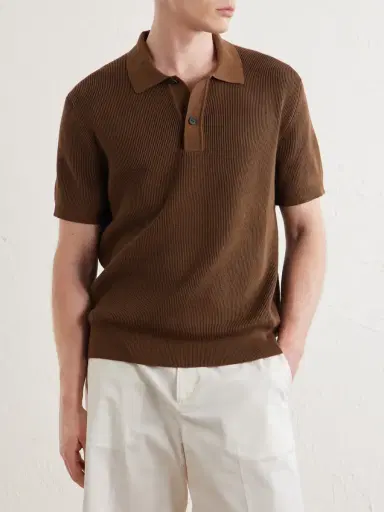 Sunspel Ribbed Cotton Polo-Shirt - Men | Thumbnail 3 Sunspel Ribbed Cotton Polo-Shirt - Men | Thumbnail 3