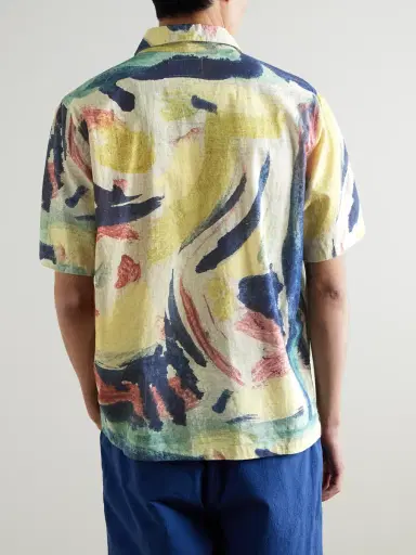 Folk Gabe Printed Linen and Cotton-Blend Shirt - Men | Thumbnail 3 Folk Gabe Printed Linen and Cotton-Blend Shirt - Men | Thumbnail 3