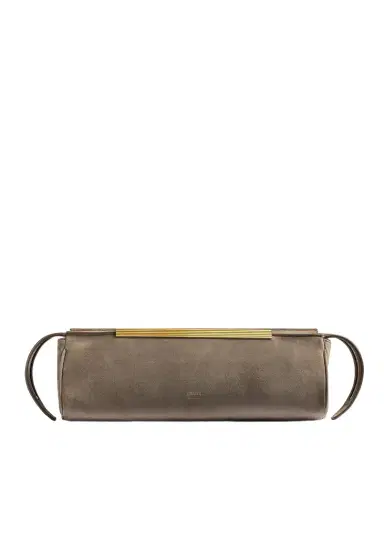 Khaite Donna Evening Clutch In Morning Dove Suede | Thumbnail 1 Khaite Donna Evening Clutch In Morning Dove Suede | Thumbnail 1