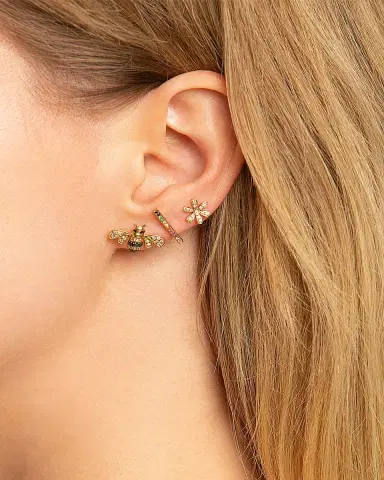 Sydney Evan 14K Rainbow Bar Stud Earring, Single | Thumbnail 2 Sydney Evan 14K Rainbow Bar Stud Earring, Single | Thumbnail 2
