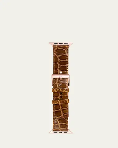Abas Men's Apple Watch Alligator Watch Strap, Rose Gold Finish | Thumbnail 4 Abas Men's Apple Watch Alligator Watch Strap, Rose Gold Finish | Thumbnail 4