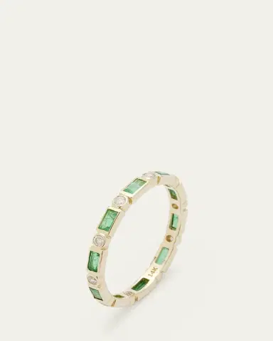 Sydney Evan 14K Yellow Gold Diamond and Emerald Eternity Ring | Thumbnail 3 Sydney Evan 14K Yellow Gold Diamond and Emerald Eternity Ring | Thumbnail 3