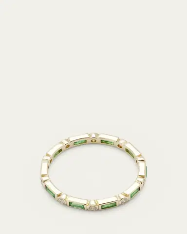 Sydney Evan 14K Yellow Gold Diamond and Emerald Eternity Ring | Thumbnail 4 Sydney Evan 14K Yellow Gold Diamond and Emerald Eternity Ring | Thumbnail 4
