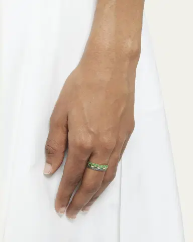 Sydney Evan 14K Yellow Gold Diamond and Emerald Eternity Ring | Thumbnail 5 Sydney Evan 14K Yellow Gold Diamond and Emerald Eternity Ring | Thumbnail 5
