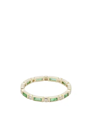 Sydney Evan 14K Yellow Gold Diamond and Emerald Eternity Ring | Thumbnail 1 Sydney Evan 14K Yellow Gold Diamond and Emerald Eternity Ring | Thumbnail 1