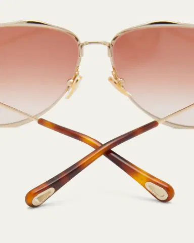 Chloé Golden Tortoiseshell Metal Aviator Sunglasses | Thumbnail 4 Chloé Golden Tortoiseshell Metal Aviator Sunglasses | Thumbnail 4