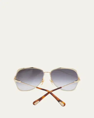 Chloé Golden Tortoiseshell Metal Aviator Sunglasses | Thumbnail 9 Chloé Golden Tortoiseshell Metal Aviator Sunglasses | Thumbnail 9