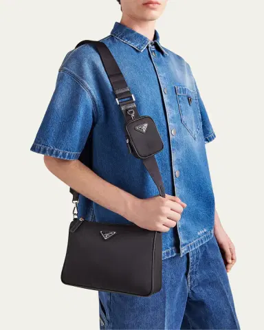 Prada Men's Nylon Crossbody Bag | Thumbnail 2 Prada Men's Nylon Crossbody Bag | Thumbnail 2