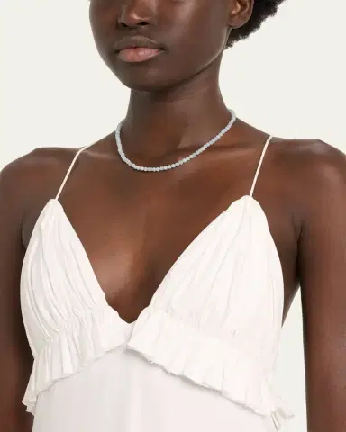 Sydney Evan 14K Diamond Bezel Rondelle Choker with Aquamarine Beads | Thumbnail 2 Sydney Evan 14K Diamond Bezel Rondelle Choker with Aquamarine Beads | Thumbnail 2