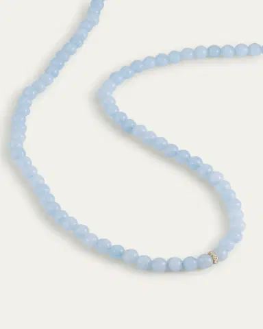Sydney Evan 14K Diamond Bezel Rondelle Choker with Aquamarine Beads | Thumbnail 3 Sydney Evan 14K Diamond Bezel Rondelle Choker with Aquamarine Beads | Thumbnail 3