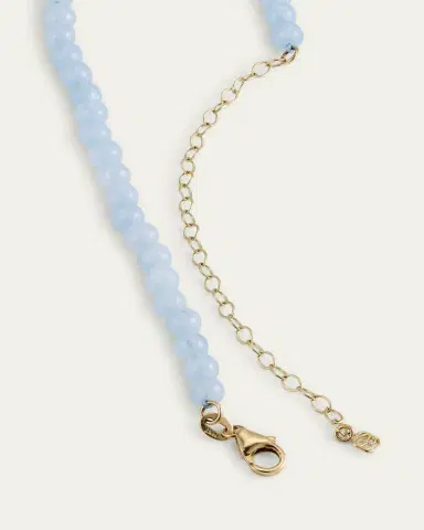 Sydney Evan 14K Diamond Bezel Rondelle Choker with Aquamarine Beads | Thumbnail 4 Sydney Evan 14K Diamond Bezel Rondelle Choker with Aquamarine Beads | Thumbnail 4