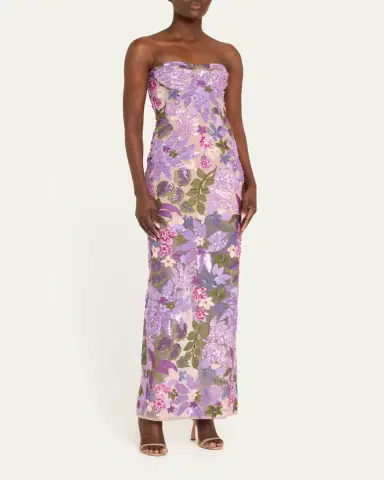 Bronx and Banco Dahlia Strapless Floral-Embroidered Sequin Gown | Thumbnail 4 Bronx and Banco Dahlia Strapless Floral-Embroidered Sequin Gown | Thumbnail 4