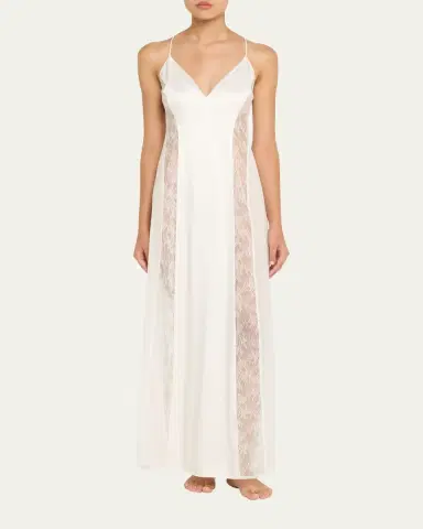 Livy Amy Lace-Inset Silk Satin Maxi Babydoll | Thumbnail 2 Livy Amy Lace-Inset Silk Satin Maxi Babydoll | Thumbnail 2