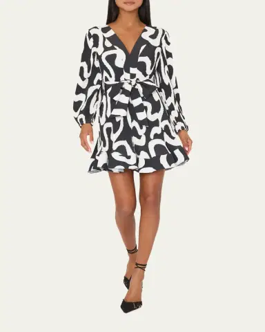 Milly Liv Pleated Ink Swirl Mini Dress | Thumbnail 2 Milly Liv Pleated Ink Swirl Mini Dress | Thumbnail 2
