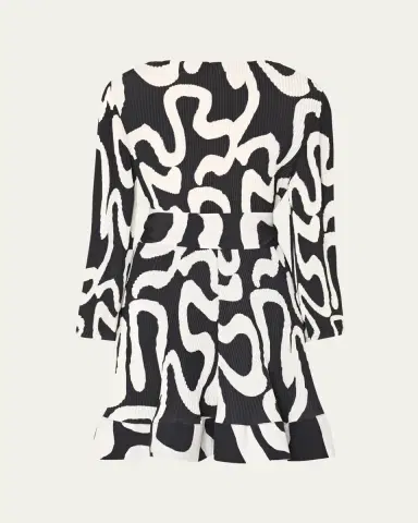 Milly Liv Pleated Ink Swirl Mini Dress | Thumbnail 3 Milly Liv Pleated Ink Swirl Mini Dress | Thumbnail 3