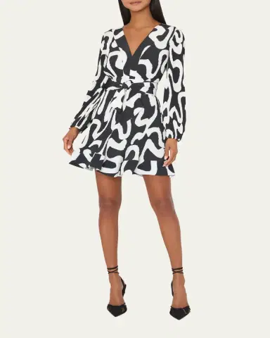 Milly Liv Pleated Ink Swirl Mini Dress | Thumbnail 4 Milly Liv Pleated Ink Swirl Mini Dress | Thumbnail 4