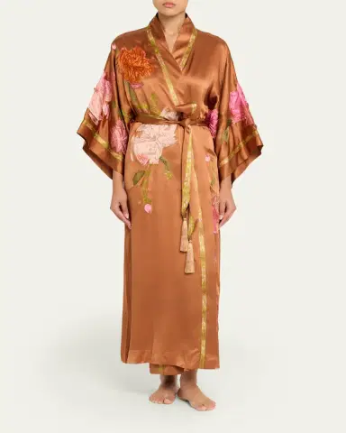 Josie Natori Couture Brushstroke Embroidered Silk Robe | Thumbnail 2 Josie Natori Couture Brushstroke Embroidered Silk Robe | Thumbnail 2