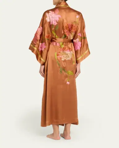 Josie Natori Couture Brushstroke Embroidered Silk Robe | Thumbnail 3 Josie Natori Couture Brushstroke Embroidered Silk Robe | Thumbnail 3