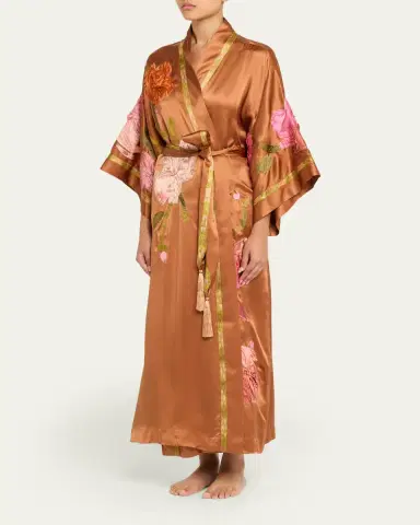 Josie Natori Couture Brushstroke Embroidered Silk Robe | Thumbnail 4 Josie Natori Couture Brushstroke Embroidered Silk Robe | Thumbnail 4