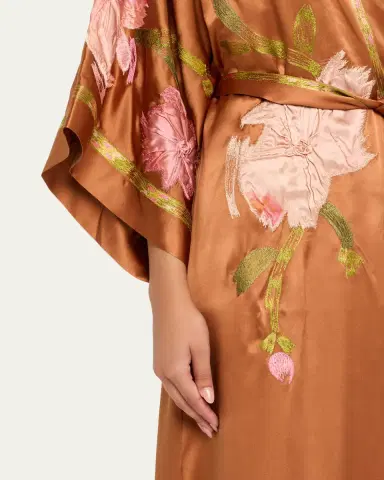 Josie Natori Couture Brushstroke Embroidered Silk Robe | Thumbnail 5 Josie Natori Couture Brushstroke Embroidered Silk Robe | Thumbnail 5
